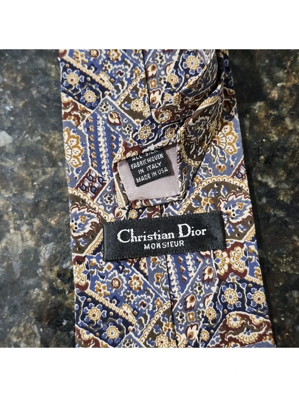 Christian Dior Monsieur Neck Tie Silk Paisley Floral Flower All Over Made In USA